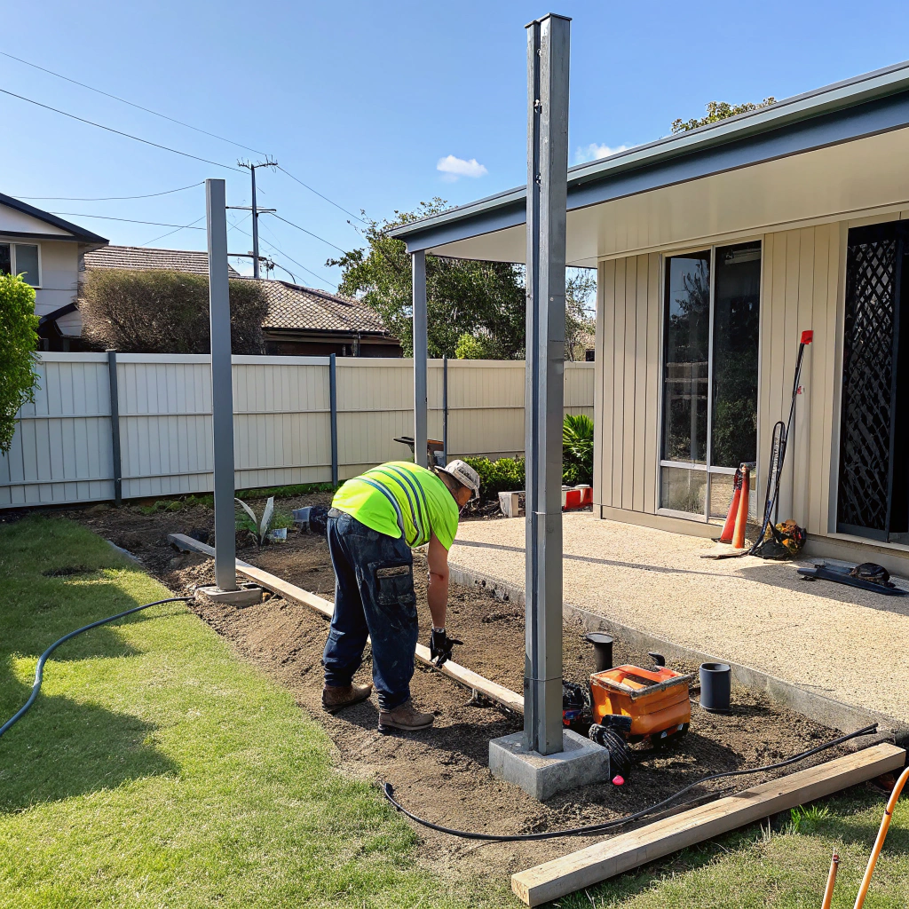 Professional installation of carport extension foundation posts in Ipswich