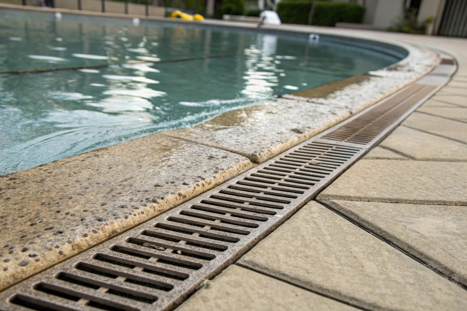 Non-slip pool decking surface near water edge Ipswich