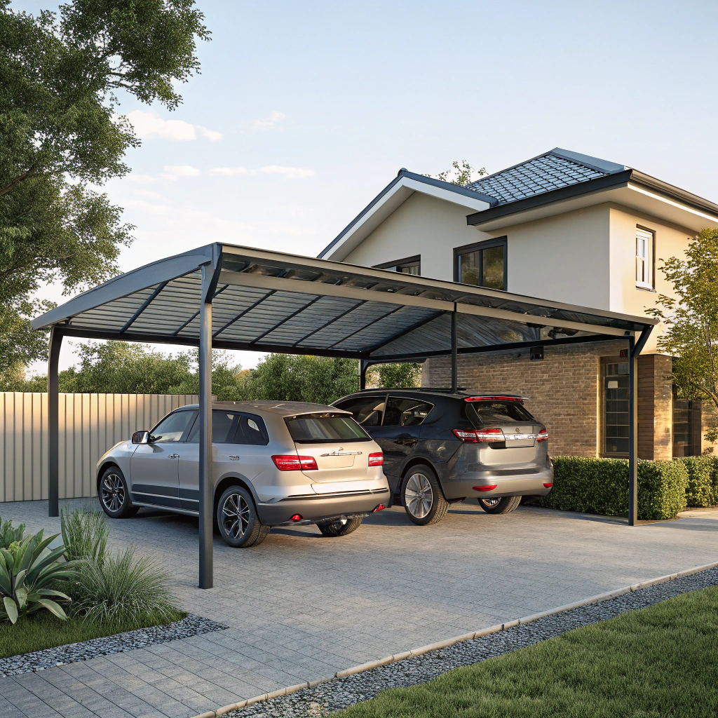 Freestanding double carport providing independent vehicle protection in Ipswich