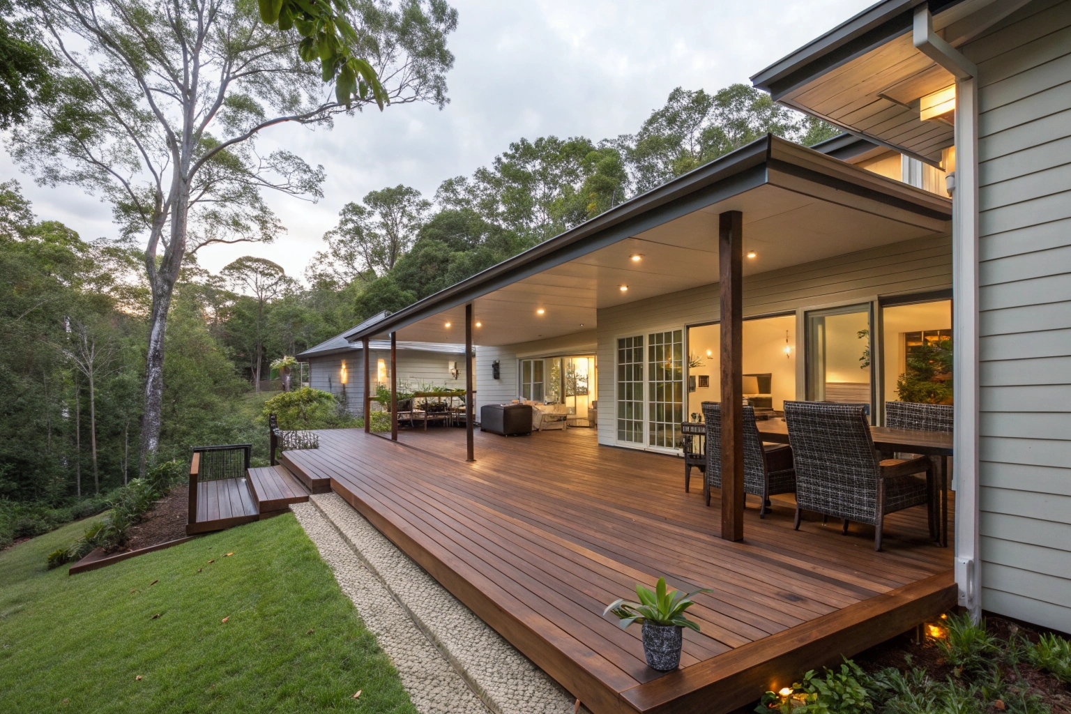 Timber deck extension on Ipswich home showing seamless integration with existing deck