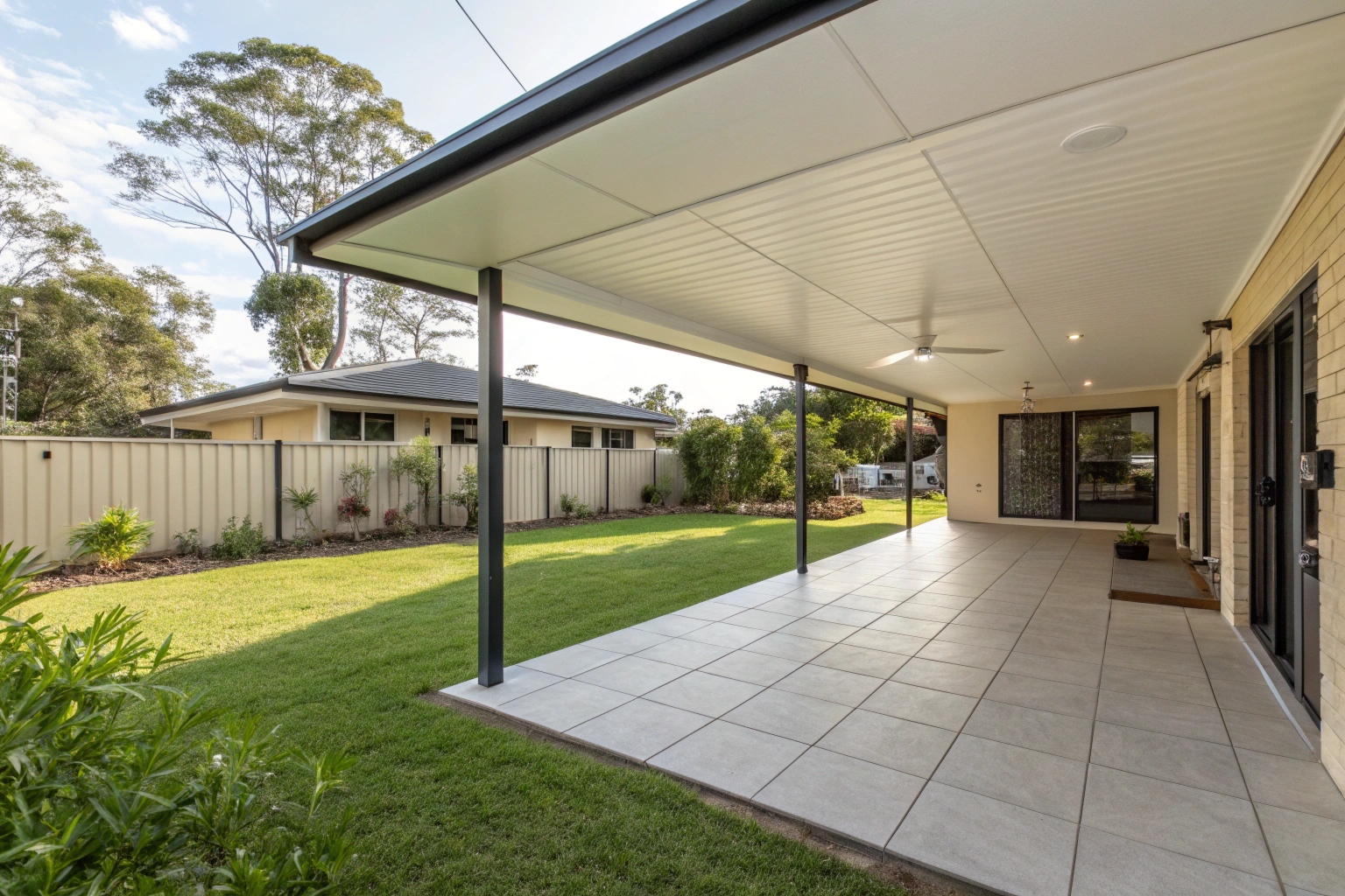 Complete insulated patio roofing installation on Ipswich Queensland home