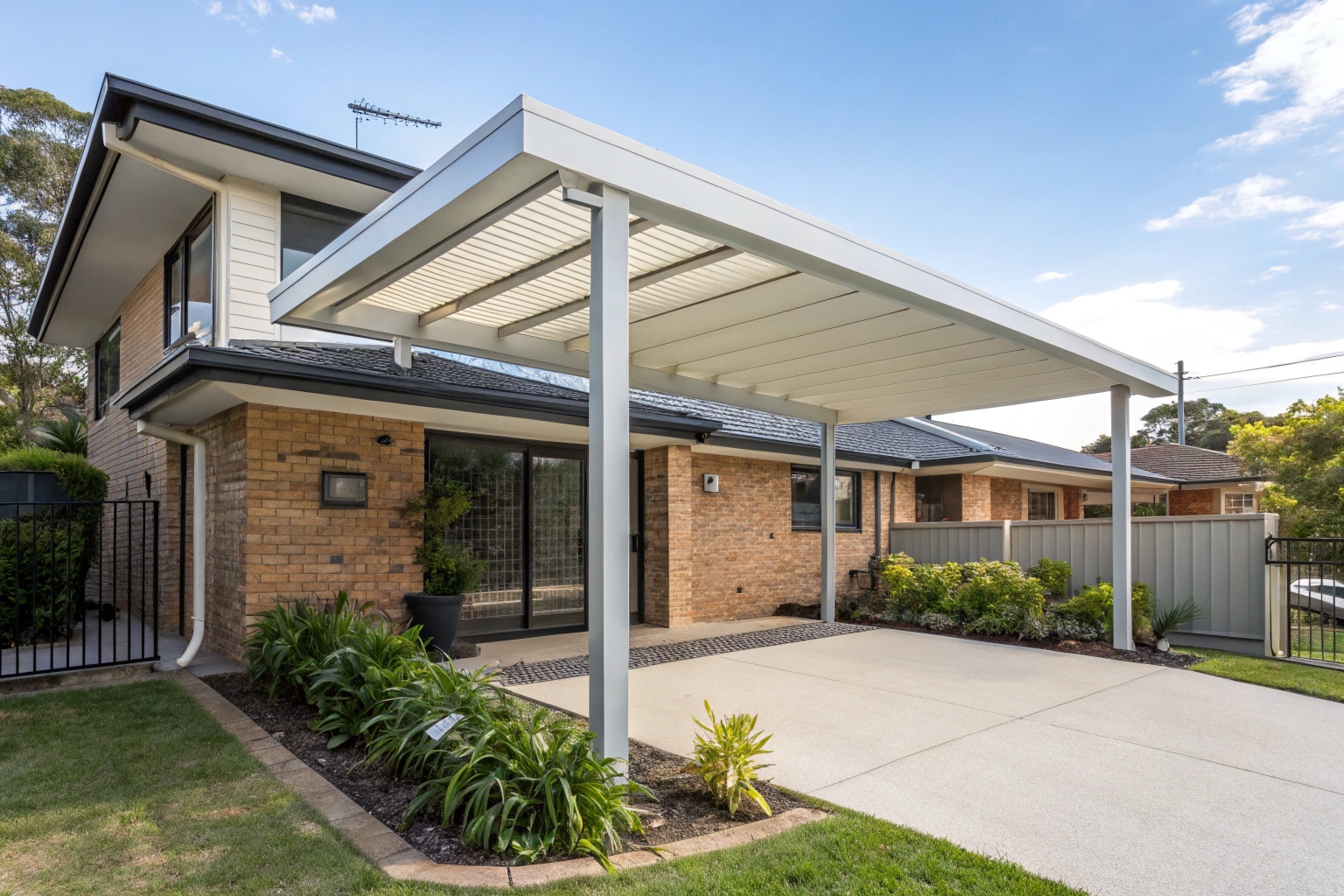 Modern skillion roof pergola on contemporary home in Brassall Ipswich Queensland